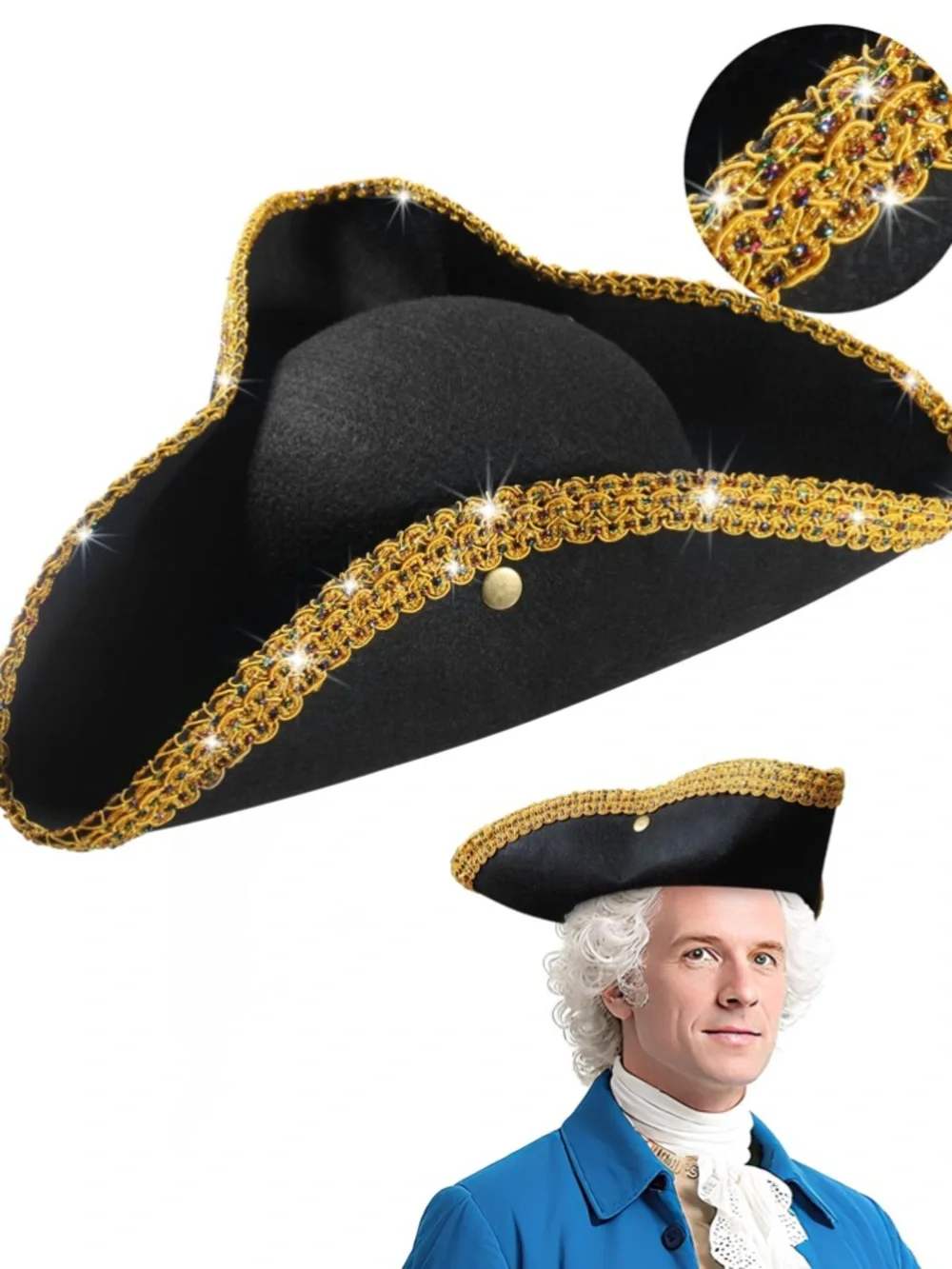 NWOT Colonial Pirate Washington Revere Jefferson Revolutionary War Tricorn Hat